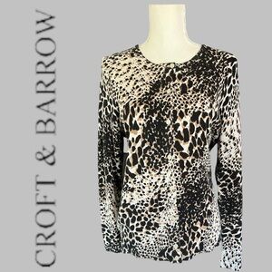 CROFT & BARROW Animal Print Sweater / Cardigan